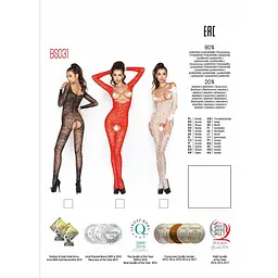 Бодістокінг Passion BS031 комбінезон з відкритими грудьми S/M/L red - мініатюра 5