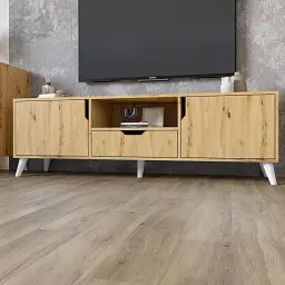 Комплект меблів для вітальні М-ЗОН Борн Дуб Артизан 5 предметів з білими ніжками (MZN-031064) - мініатюра 3