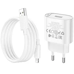 МЗП Hoco C109A Fighter 10.5W (1USB-A) + кабель USB to Lightning White - мініатюра 6