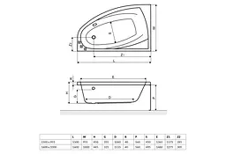 Ванна акрилова Radaway Rineia 150x95 ліва + ніжки + сифон R135L (WA1-31-150X095L) - мініатюра 3