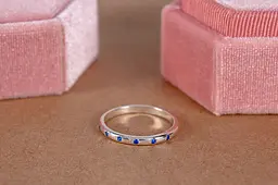 Каблучка з родієвого срібла з фіанітами 14.5 SK-0004 - мініатюра 3