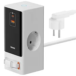 Подовжувач Baseus OS PowerCombo PD65W+QC3.0 (1USB-A/2C/2Socket) (1.5m) (PSLR000) Glacier White