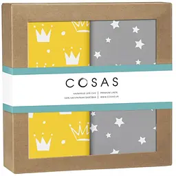 Пелюшки дитячі багаторазові Cosas Yellow Crown 2 шт 80х100 см (Бязь_КороныЖелт_ЗвездопадБС)