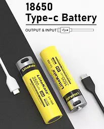 Акумулятор 18650 LiitoKala Li-ion 3500mAh 3.7V Type-C (Жовтий) - мініатюра 7