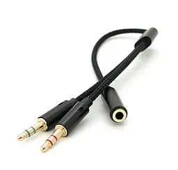 Разветвитель аудио для гарнитуры на наушники и микрофон - сплиттер 2xJack 3.5 (папа) - Jack 3.5 (мама) KIN NXR3.5