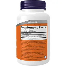 Жироспалювач Now Foods Acetyl L-Carnitine 750 мг 90 таблеток - мініатюра 2