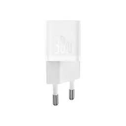 Зарядний пристрій Baseus GaN5 швидке заряджання USB-C 30 Вт + кабель 1.0 м USB-C 100 Вт білий (P10110902213-00) - мініатюра 4