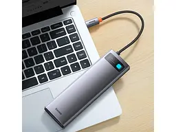 USB-хаб BASEUS Metal Gleam Series 12-in-1 Type-C Gray (WKWG020213) - мініатюра 3