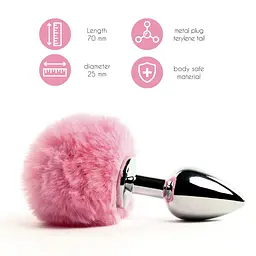 Анальна пробка FeelzToys - Bunny Tails Butt Plug Pink - мініатюра 2