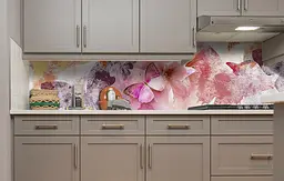 Кухонний фартух Акварельні метелики вінілова для кухні 65х250 см Метелики Рожевий Happy Pocket Z184821 - мініатюра 2