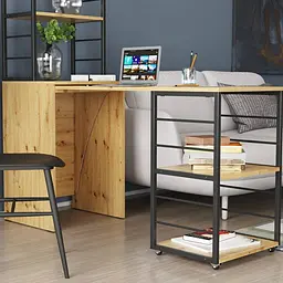 Стіл-тумба трансформер Смарт 3/1 з етажеркою Ferrum-decor 1430x1450x500 Чорний метал ДСП Дуб Артизан 16 мм (FRD-105114)