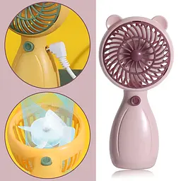Портативний ручний вентилятор Handy Mini Fan JX-998 на акумуляторі з ручкою міні вітродуйка 2,5Вт Pink - мініатюра 2