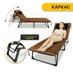 Розкладне ліжко (розкладачка) з оксамитовим матрацом і подушкою LEOBRO Brown (LB-FB-A3-BRN) - мініатюра 3