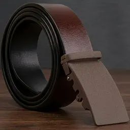 Ремінь з натуральної шкіри з матовою автоматичною пряжкою 20217 Vintage коричневий 105-120 см