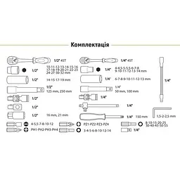 Універсальний набір інструменту Alloid 1/4" & 1/2" 94 шт 6 гран (НГ-4094П-6) - мініатюра 5