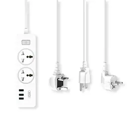 Мережевий фільтр XO WL04 3USB / 2 Outlet / 10A [White] [68805] - мініатюра 2