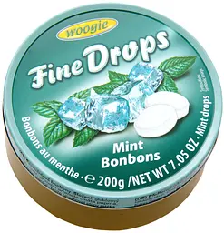 Льодяники Woogie Fine Drops зі смаком м'яти 200г