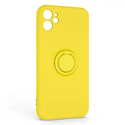 Силиконовый чехол для Apple iPhone 11, Icon Ring, желтый, панель-накладка, с кольцом-подставкой на 360°, противоударный, возможность использования магнитных держателей, ArmorStandart (ARM68645)