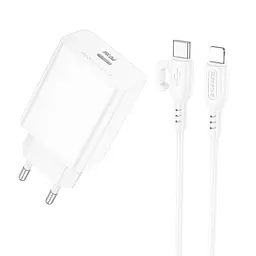 Мережевий зарядний пристрій з кабелем Borofone BA21A Pro Long journey single port PD20W charger set(C to iP) білий