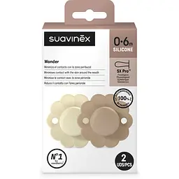 Пустушка Suavinex Wonder фізіологічна 0-6 місяців 2 шт. світло-бежева та бежева (308404) - мініатюра 8