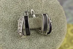 Сережки Xuping Jewelry вітрил білі камені з керамікою 1.5 см сріблясті - мініатюра 2