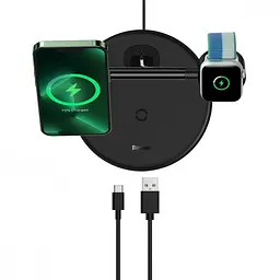 Бездротове зарядне Baseus Swan 3-в-1 Wireless Magnetic Charging Bracket 20w - мініатюра 5