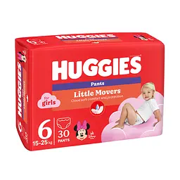 Підгузки-трусики для дівчаток Huggies Little Movers Pants 6 (15-25 кг) 30 шт. - мініатюра 2