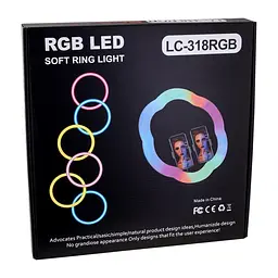 Кільцева світлодіодна RGB Led Лампа 26 см LC-318 (Flower Type) з подвійним затискачем для телефона - мініатюра 2