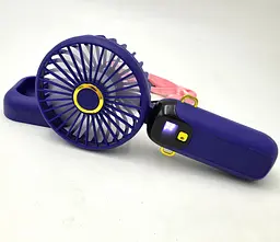 Вентилятор акумуляторний міні зі складною ручкою LED дисплей USB діаметр 9см ручний та настільний Handy Mini Fan JX-995 синій - мініатюра 5