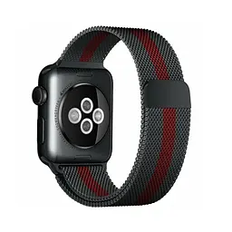 Ремінець Creasted для годинника Milanese loop steel bracelet Apple watch, 38 40 мм Black red - мініатюра 2