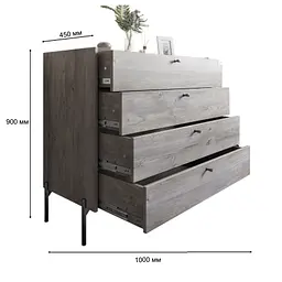 Комод із 4 шухлядами Lion Wood із золотими ніжками 100х90х45 см Німфея Альба (білий) (Lion-042969) ТОП - мініатюра 3