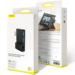 Мультипортовий адаптер USB Хаб Baseus Multi-Functional USB A to RJ45*1+USB3.0*2 CAHUB-FP01 Black - мініатюра 3