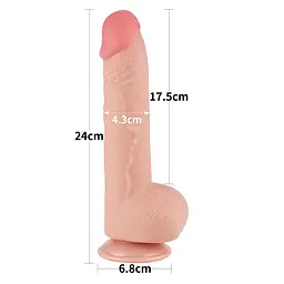 Фалоімітатор Sliding-Skin Dual Layer Dong 9.5'' 24 см тілесний - мініатюра 6