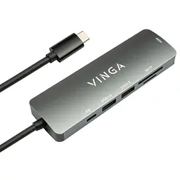 Концентратор Vinga USB Type-C 3.1 to HDMI+USB3.0+USB 2.0+SD/microSD+PD 6in1 (VHC6) - мініатюра 3