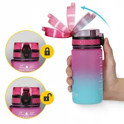 Пляшка для води спортивна 4FIZJO 500 мл 4FJ0628 Pink/Sky Blue (P-5905973400749) - мініатюра 4