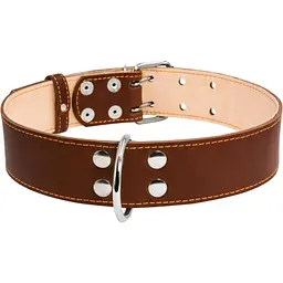 Нашийник подвійний Collar, шкіра, 56-68х4,5 см, коричневий - мініатюра 2