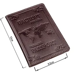 Шкіряна обкладинка на паспорт з карткою та рамкою SHVIGEL 13983 коричнева - мініатюра 3