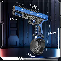 Водяний акумуляторний пістолет Water Gun 66-35 (500ml) with lithium battery Transparent blue - мініатюра 5