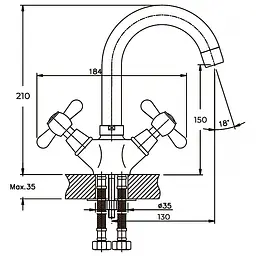 Змішувач для умивальника Haiba Dominox 274 HB0087 Хром - мініатюра 2