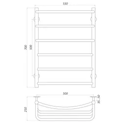 Рушникосушарка UNIO LКD W 700-500-6 Драбинка Каскад Дуга (20868) - мініатюра 5