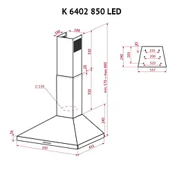 Витяжка купольна PERFELLI K 6402 WH 850 LED - мініатюра 11