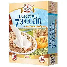 Пластівці Козуб Продукт 600г 7 злаків+насіння гарбуза в коробці