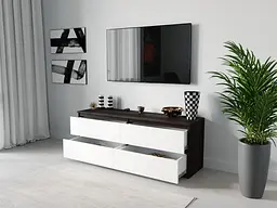 ТБ тумба Moreli ST-223 Ш1400/В530/Г400 Венге темний-Білий - мініатюра 2
