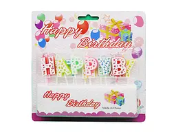 Свічки для торта Напис Happy Birthday різнокольорові, 16.2x15.5 см