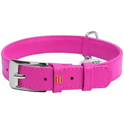 Нашийник для собак Waudog Glamour, шкіряний, з QR паспортом, 38-49х2,5 см, рожевий