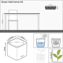 Комплект вазонів з кріпленням Lechuza Green Wall Home Kit Glossy 48х6х14 см антрацит (13524) - мініатюра 4
