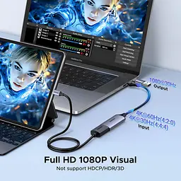 Конвертор сигналу Ugreen CM489 USB-A/Type-C to HDMI Video Capture Device Gray (40189) - мініатюра 5