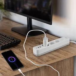 Мережевий подовжувач Videx Oncord з/з 3 п 3 м (3x1.5 мм) 2.4А 2USB+USB-C з кнопкою білий (VF-PD33G2U1C-W) - мініатюра 11