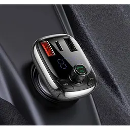 FM трансмітер Baseus Lokomotive S-13 CCTM-B01 модулятор Bluetooth 2 USB 1 Type-C чорний - мініатюра 7
