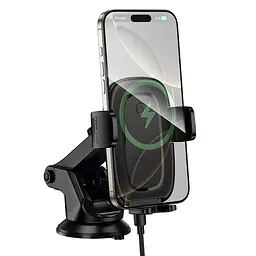 Автотримач для телефона з БЗП Borofone BH223 Follower push-type wireless fast charging car holdercenter console - мініатюра 3